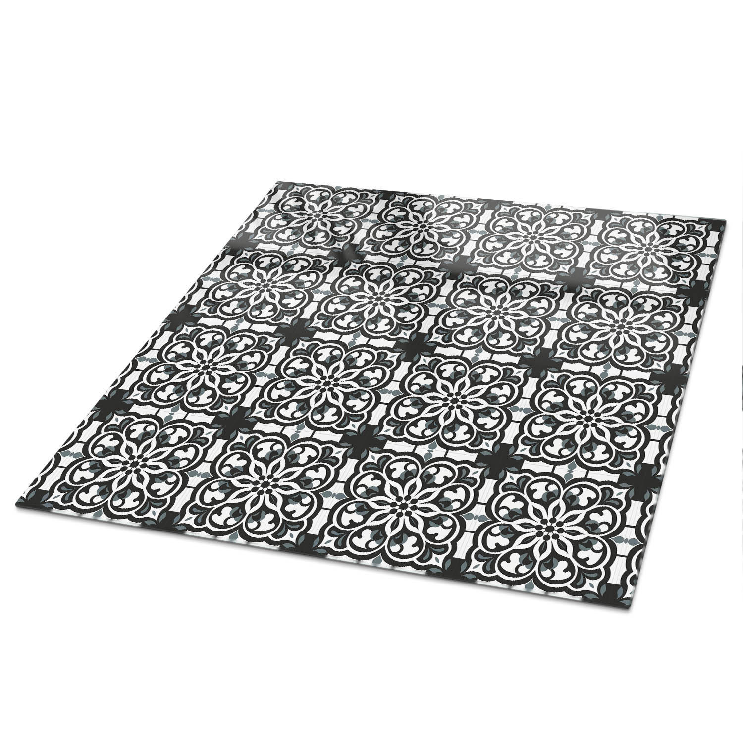 TISCHPLATTE 50x50 cm – Gefliestes Muster - Schwarz, Glas (50/50/0.4cm) - Wallfluent