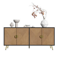 SIDEBOARD 160/40/75 cm aus MDF und Holzwerkstoff mit Sanftschluss und goldfarbenen Griffen Schwarz/Holzfarben - Schwarz, Holzwerkstoff (160/75/40cm) - Modenvie
