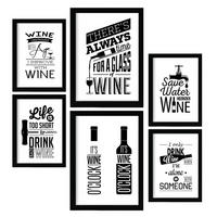 POSTER Set Mit 6 Wein 2 Vollfarbige Illustrationen Von Kaffee & Getränken Im Werbetafel Illustrationen Für & Heim A3 & A4 Schwarzer Rahmen - Schwarz, Papier (29/3cm) - Nacnic