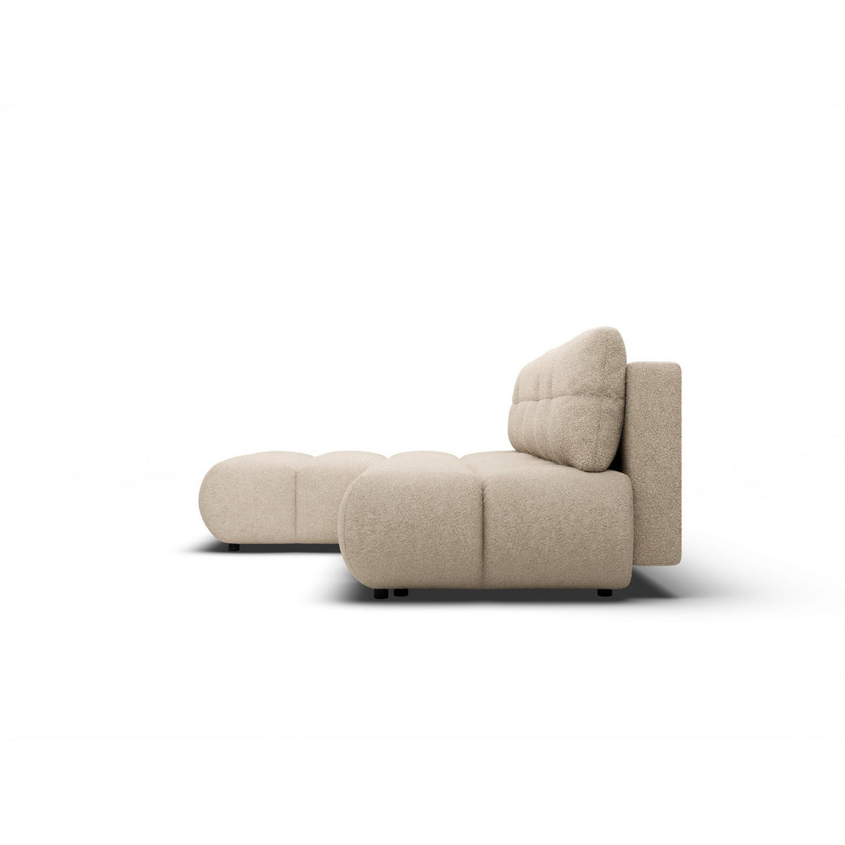 ECKSOFA CORSO L-S Beige Boucle-Stoff mit Schlaffunktion - Beige, Holz (230/177cm) - MASSENO