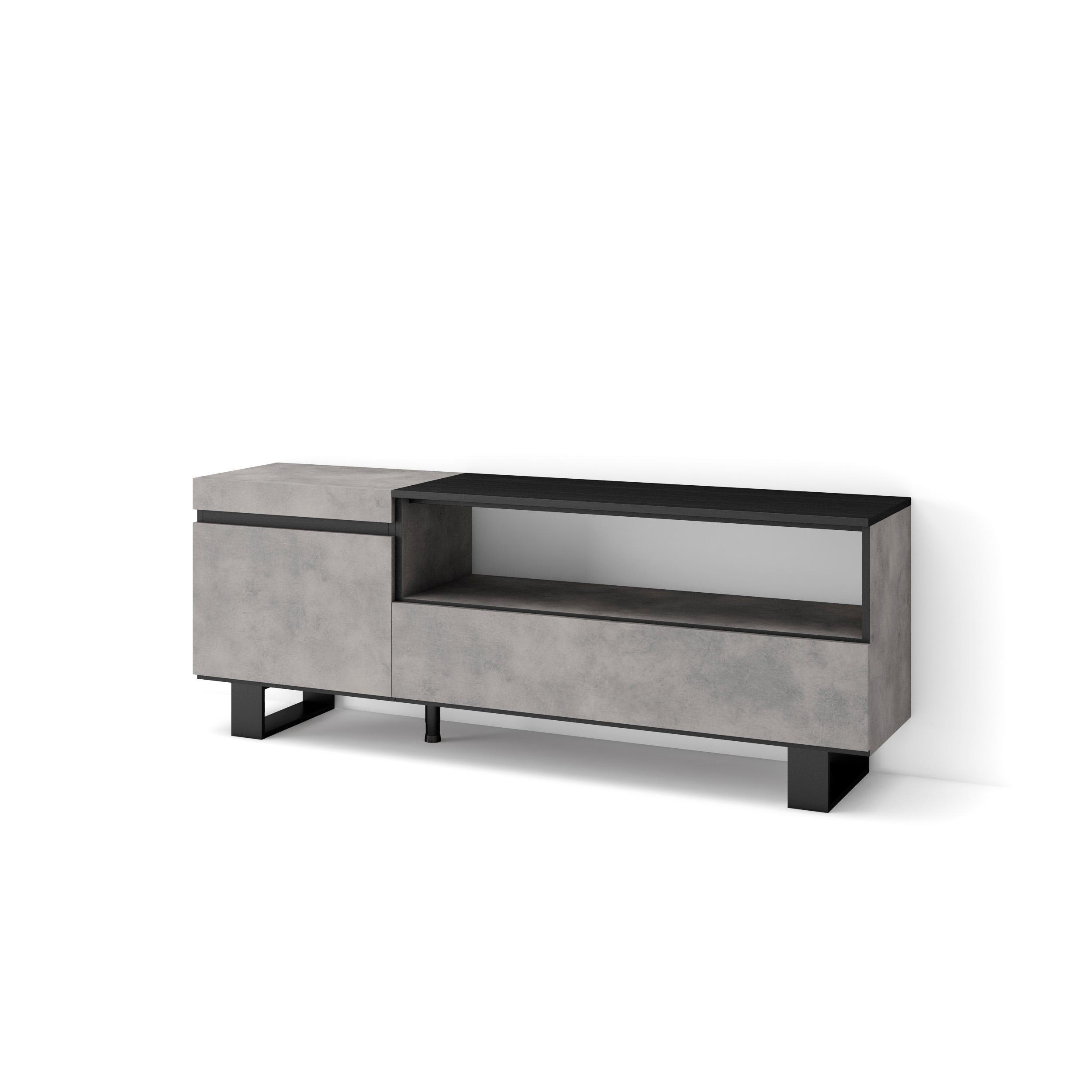 LOWBOARD, zementgrau, 150/35/57cm - Hellgrau, Holzwerkstoff (150/57/35cm) - Skraut Home