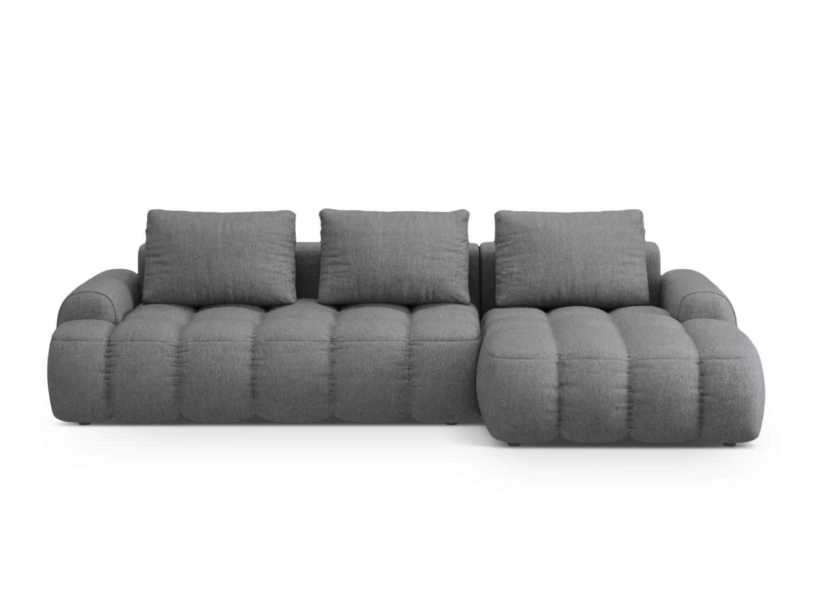 AUSKLAPPBARES-ECKSOFA rechts mit Container Linz aus strukturiertem Stoff grau 3 Sitzplätze - Grau, Textil (142/275cm) - Cosmopolitan Design