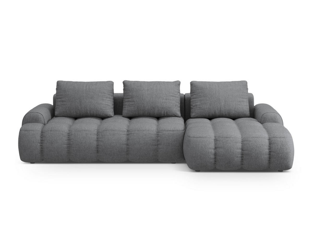 AUSKLAPPBARES-ECKSOFA rechts mit Container Linz aus strukturiertem Stoff grau 3 Sitzplätze - Grau, Textil (142/275cm) - Cosmopolitan Design