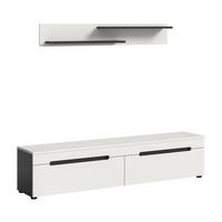 LOWBOARD inkl. Wandboard CANU (B/H/T: ca. 170/38/33 cm) in Basalt grau/weiß - Grau, Holzwerkstoff (170/38/33cm)