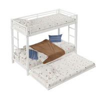 ETAGENBETT 90/200 cm aus Metall mit Ausziehbett und hohem Sicherheitsgeländer - Weiß, Metall (90/200cm) - Flora Grace