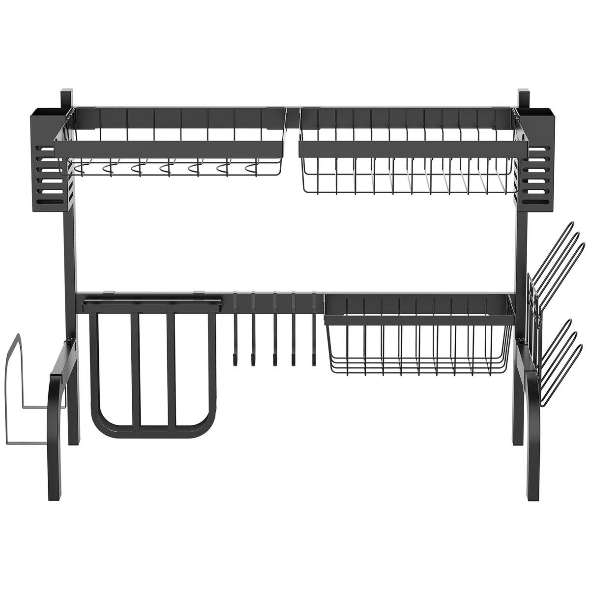 ABTROPFGESTELL DE-11222 2 Ebenen, über der Spüle, modulbar Schwarz - Schwarz, Metall (31.5/53.5/81.5cm) - ComfortXL