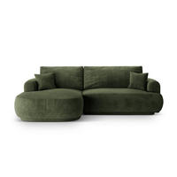 SCHLAFSOFA modular mit Bettkasten links Ella aus Samt grün 5 Sitzplätze - Grün, Textil (174/271cm) - Micadoni