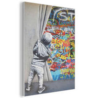AKUSTIKBILD Graffiti - Junge - Ilussie - Straßenkunst Wanddeko 70x100 cm - Hellgrau, Textil (70/100/0.9cm) - MuchoWow