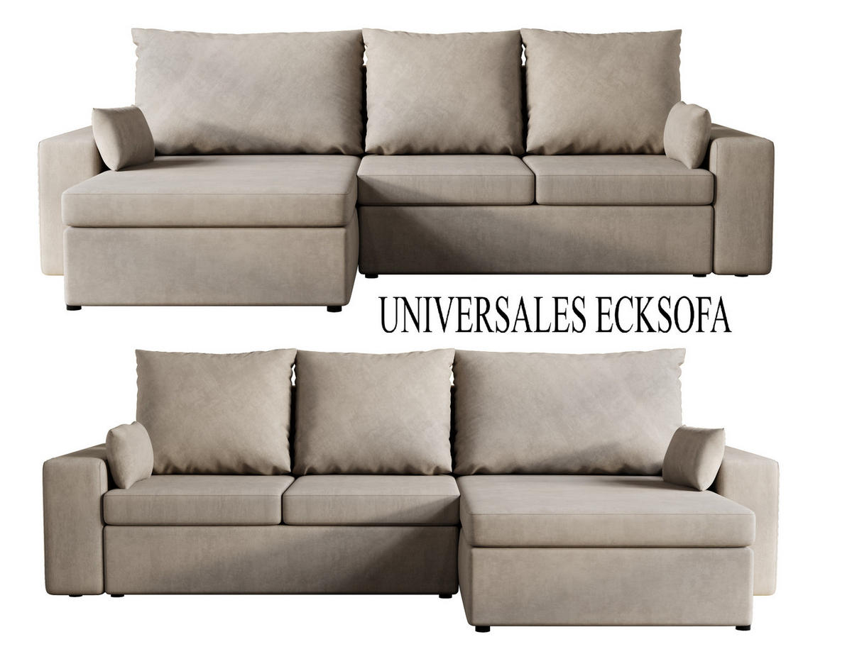 ECKSOFA Paco mit Bettkasten und Schlaffunktion, L-Form/XL-Form, Velourstoff, Universal - Weiß, Holzwerkstoff (276/145cm) - 4ALL HOME