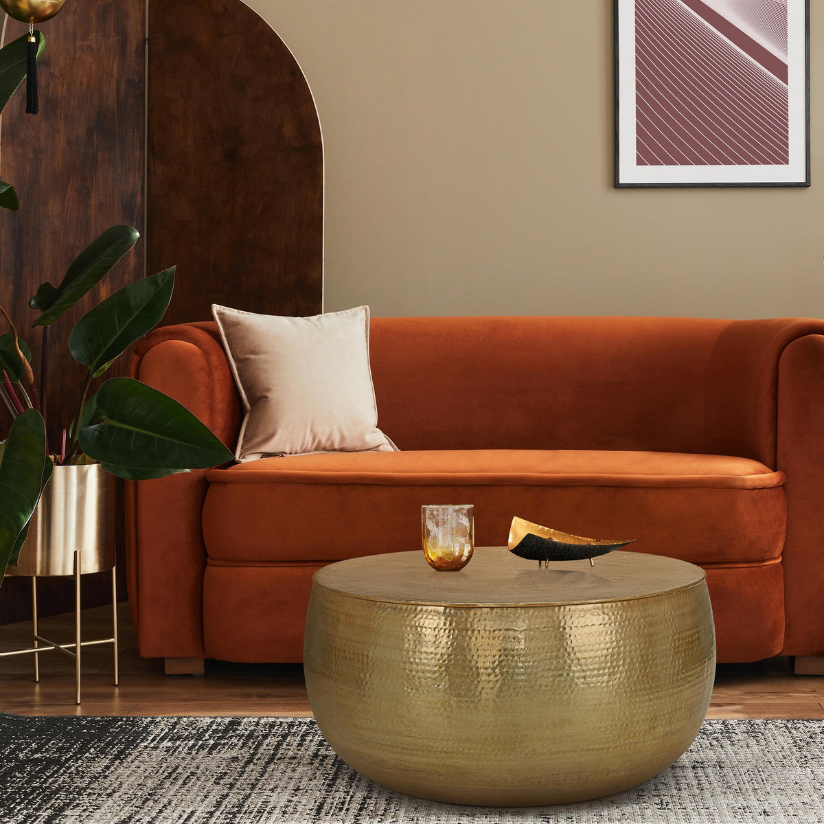 COUCHTISCH - Goldfarben, Metall (90/90/45cm) - WOMO-DESIGN