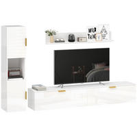 TV-BOARD DE-10902 schwebend mit Klapptüren Wandregal 180 cm Weiß - Weiß Hochglanz, Holzwerkstoff (33/30/180cm) - ComfortXL