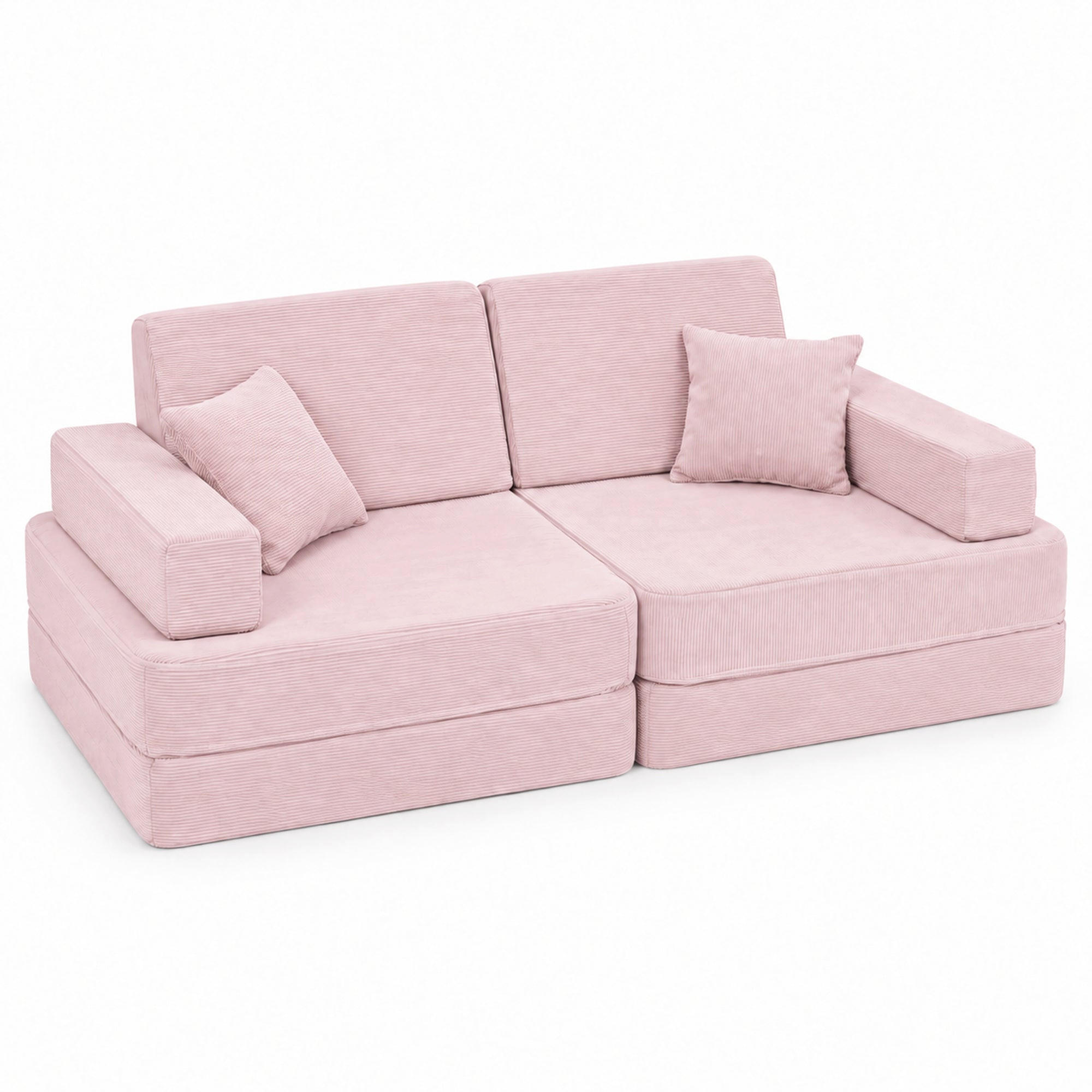 KINDERSOFA Cordsamt Puderrosa - Hellrosa, Textil (160/24/80cm) - AngeLove