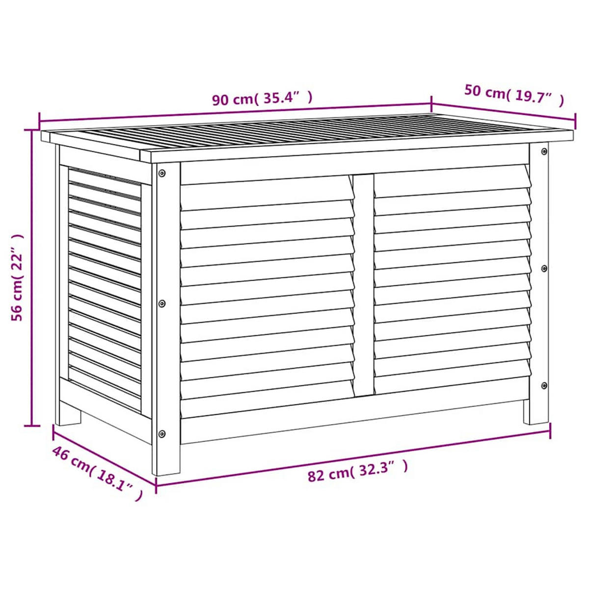 GARTENBOX Mit Lüftungsschlitzen 90/50/56 Cm Massivholz Akazie - Braun, Holz (50/56/90cm) - vidaXL