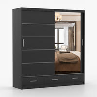 KLEIDERSCHRANK Florence 203 cm, 203/218/61, 2-türig, schwarz - Schwarz, Holzwerkstoff (203/218/61cm) - imoebel24
