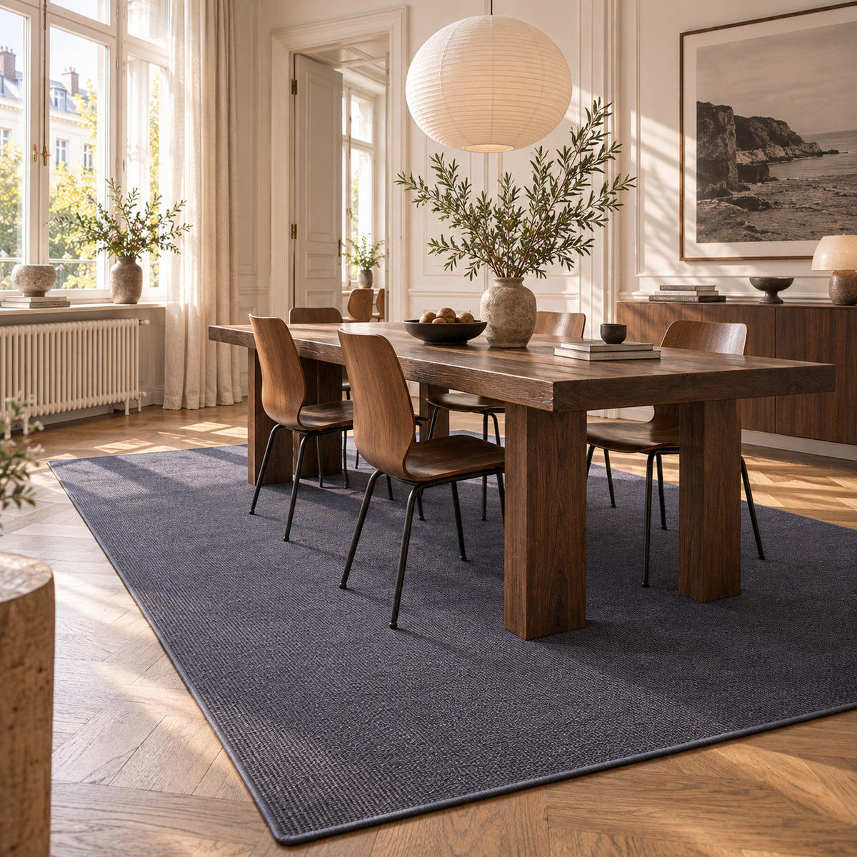 SISAL NATUR TEPPICH KLASSISCH - Blau, Textil (160/200cm) - Snapstyle