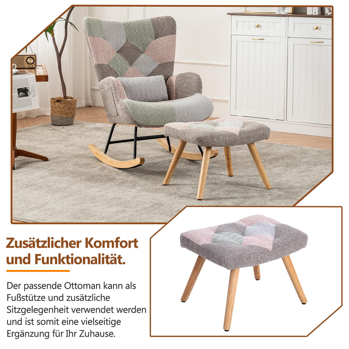 SCHAUKELSTUHL Hellgrau - Hellgrau, Textil (83/93/48cm) - Urban Meuble