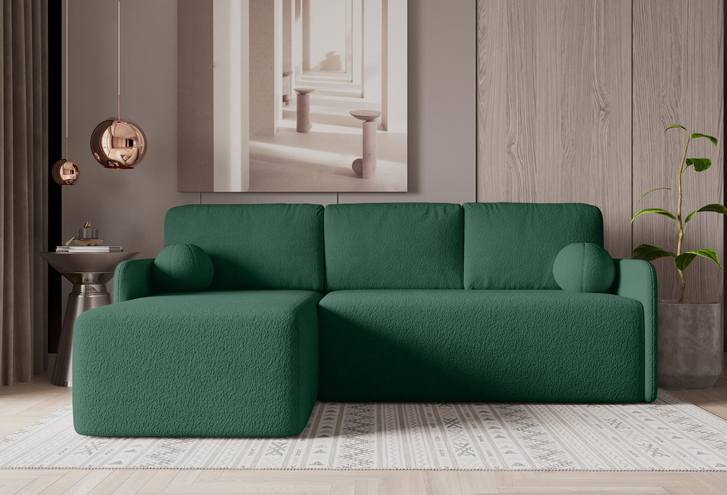 ECKSOFA MONDI Grün - Schwarz/Grün, Kunststoff/Textil (212/142cm) - Luxkor24