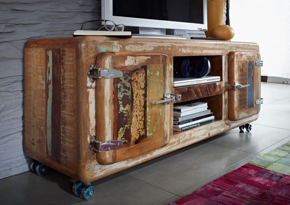 TV-BOARD Altholz 135x40x56 mehrfarbig lackiert FREEZY #10 - Multicolor, Holz (135/56/40cm) - Massivmoebel24