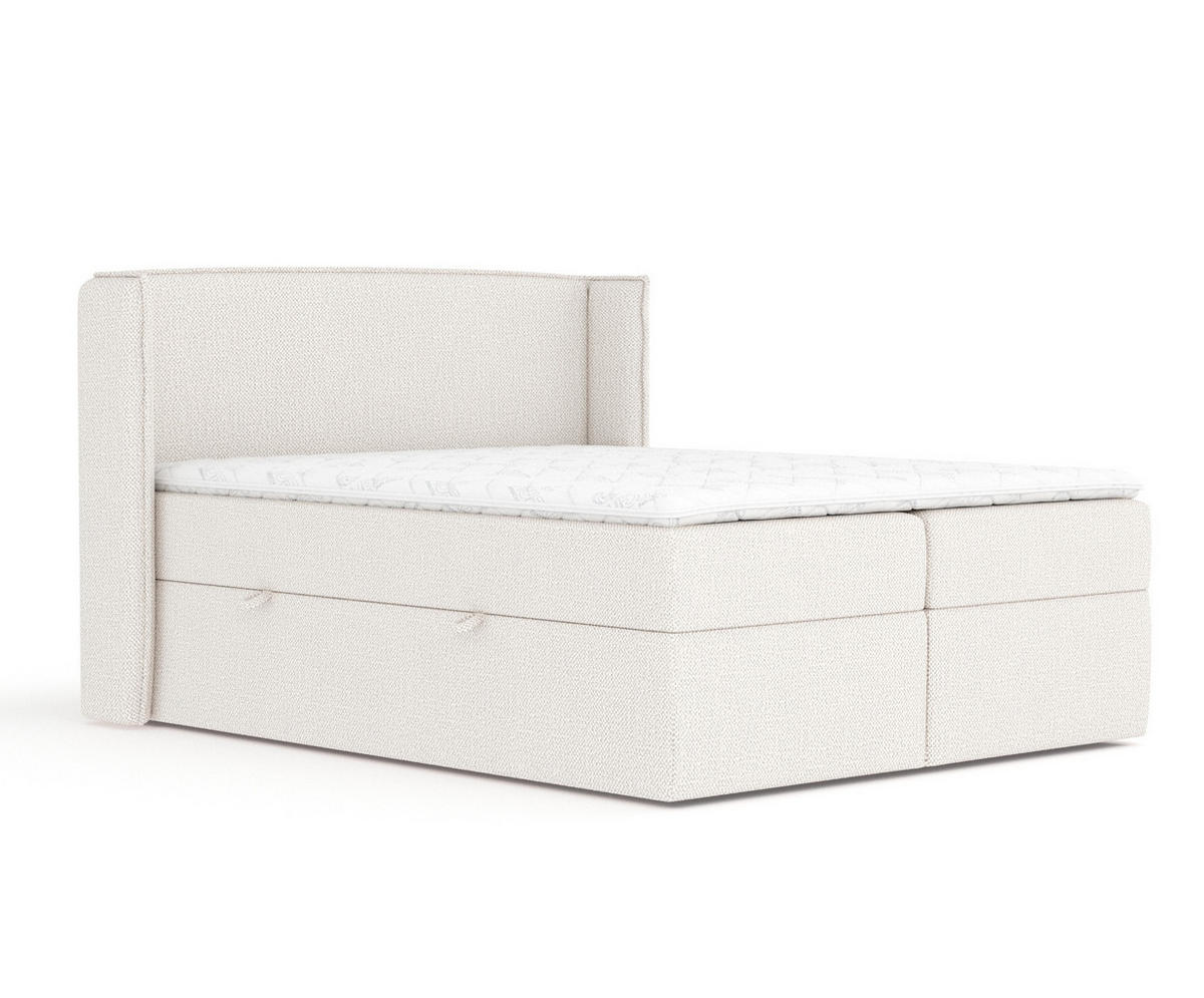 BOXBETT Skyline Creme 180/200 cm mit Matratze und Topper - Creme/Schwarz, Holz/Holzwerkstoff (180/200cm) - Maison de Reve