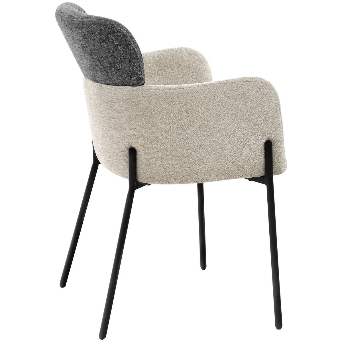 ARMLEHNENSTUHL Osmo mit Metallbeinen, Bouclé-Stoff, Dunkelbeige+Grau - Beige/Schwarz, Textil/Metall (60/85/57cm) - Beautysofa