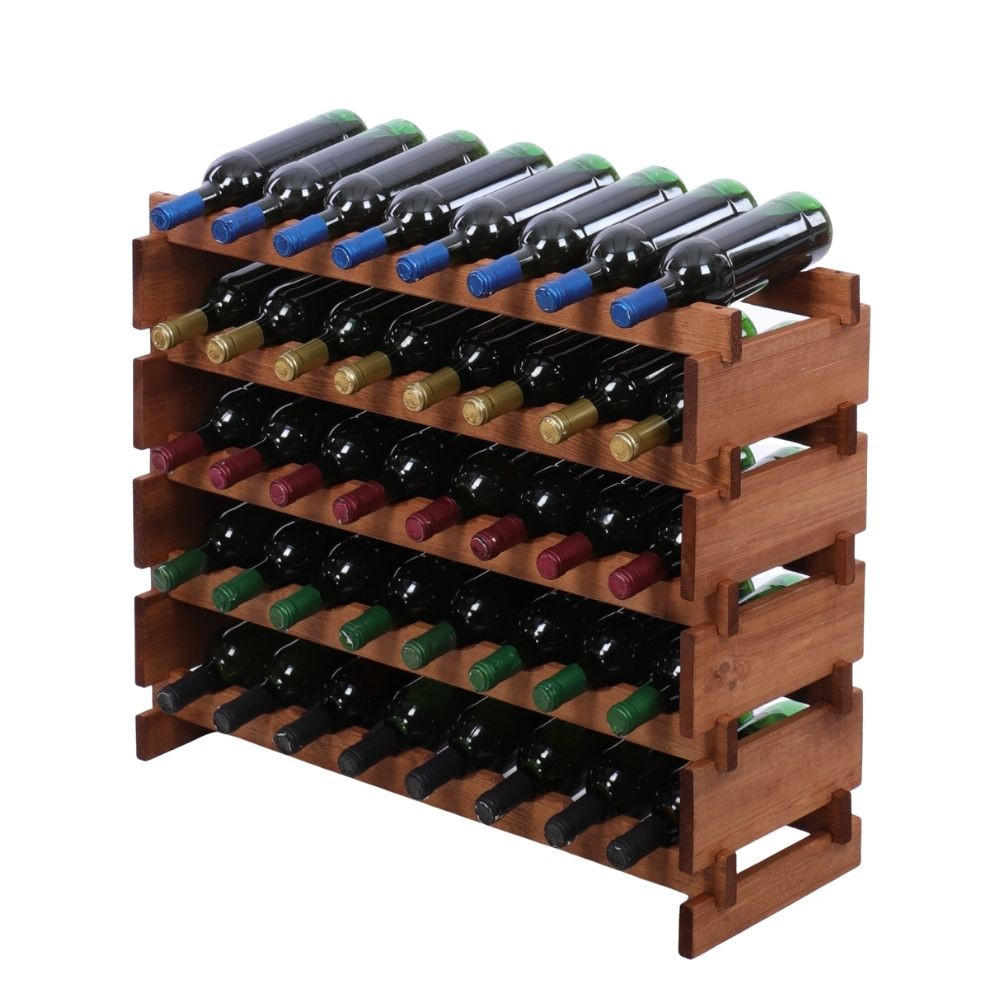 WEINREGAL VINOTECA FLEX PRO HxBxT 65x84x28cm 40 Flaschen auf 5 Ebenen Braun geölt - Braun, Holz (84/65/28cm) - PROREGAL