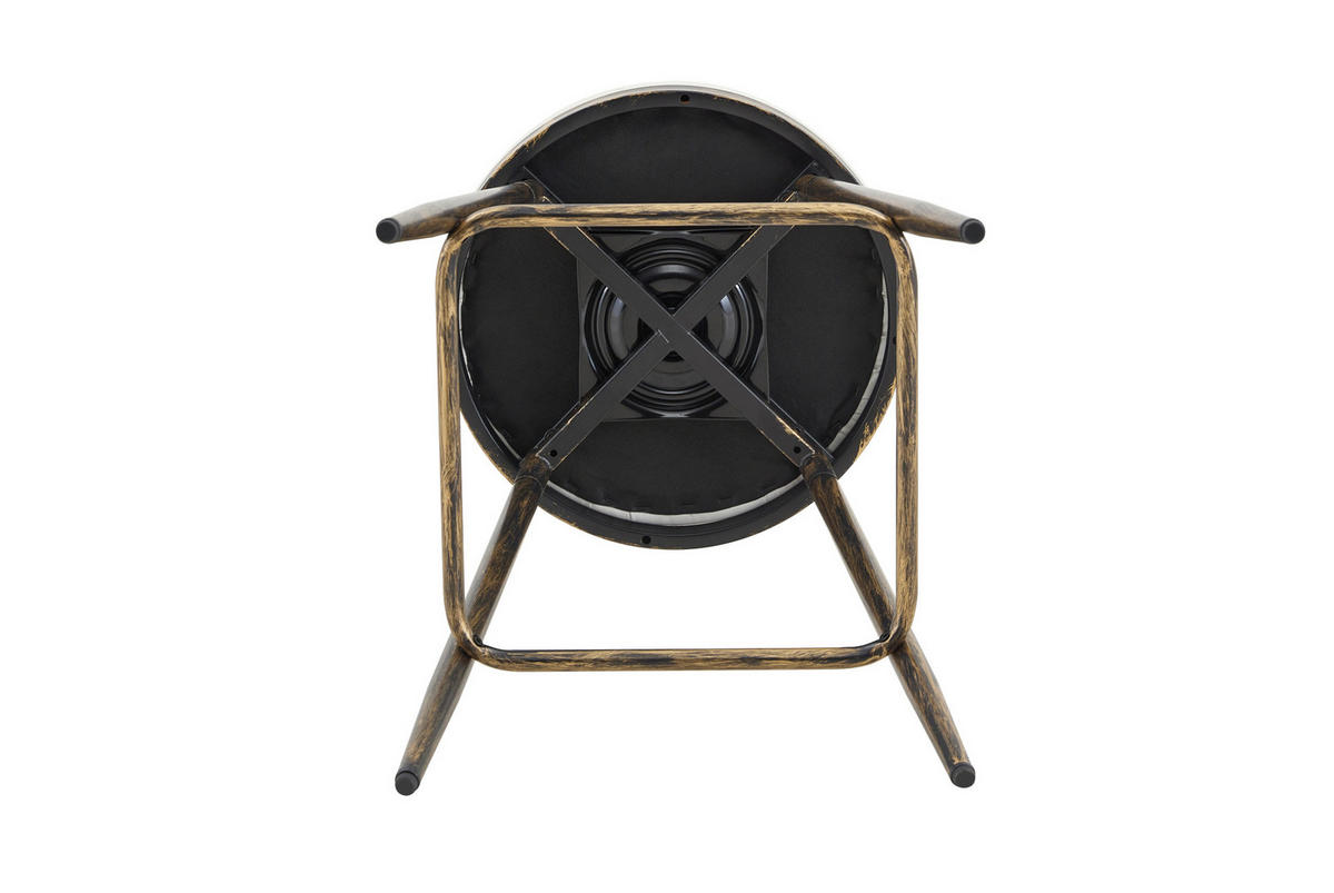 BARHOCKER Windsor-Stil Metall PU Brown+White - Weiß, Metall (39/96/39.1cm) - Meubliv
