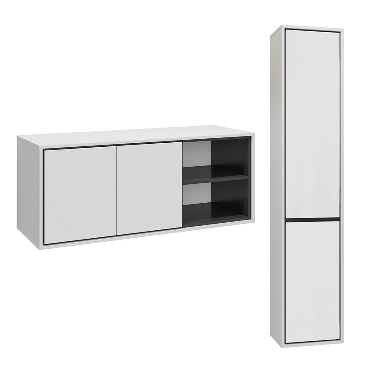 SKŘÍŇKA POD UMYVADLO 120cm Sophéa 2er-Set Bílá - bílá, kompozitní dřevo (120/50.8/48cm) - Petits-meubles