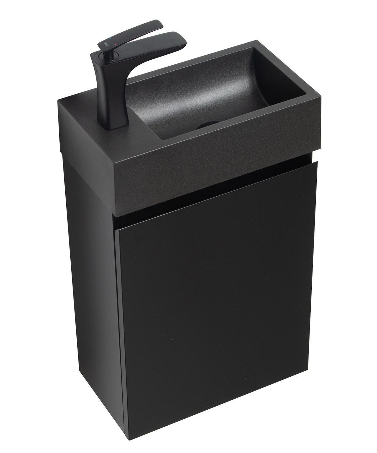 GÄSTE-WC-MÖBELSET Angela 2 Teile Schwarz Matt - Schwarze Waschbecken - 40 x 22 x 64 cm - Schwarz, Holz (40/52/22cm) - Badplaats