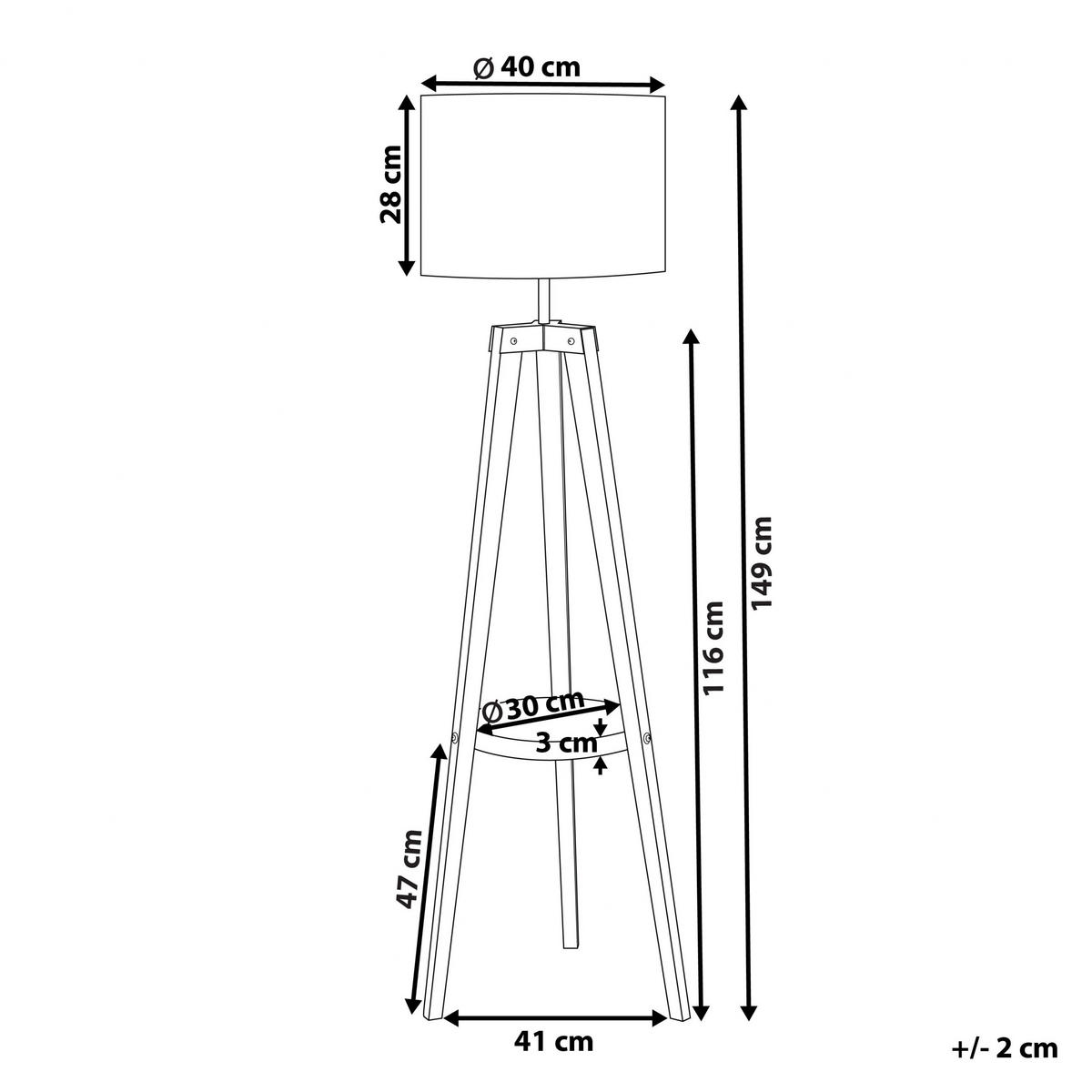 STEHLAMPE Bluff 41/41/149 cm - Hellbraun, Holz (41/41/149cm) - Beliani