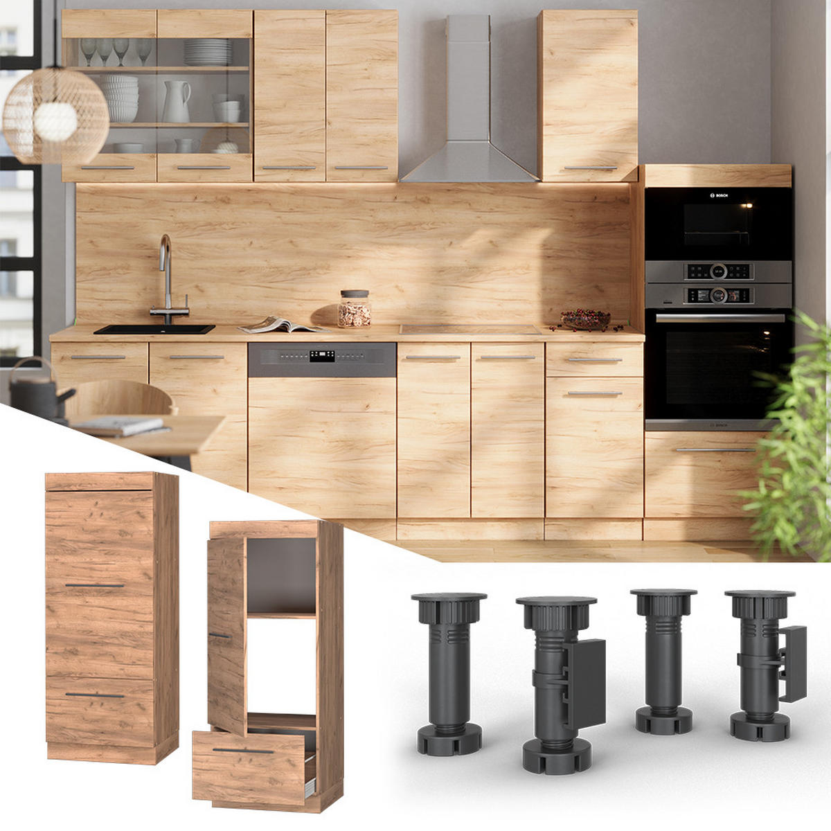 Honigeiche, Holzwerkstoff (60/153.6/58.1cm) - Vicco