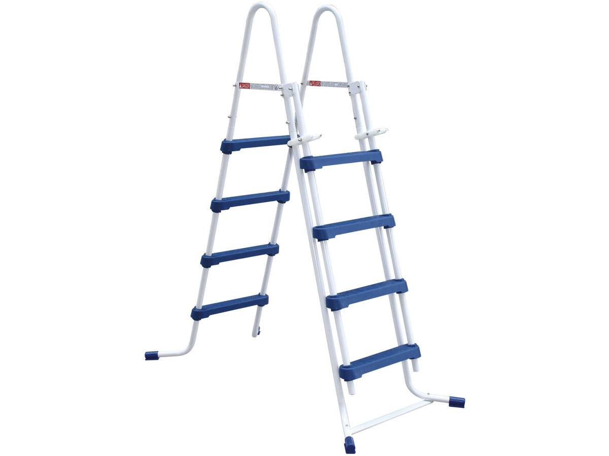 POOLLEITER Surestep Weiß Blau - Weiß, Metall (140/122/66cm) - Habitat Garten