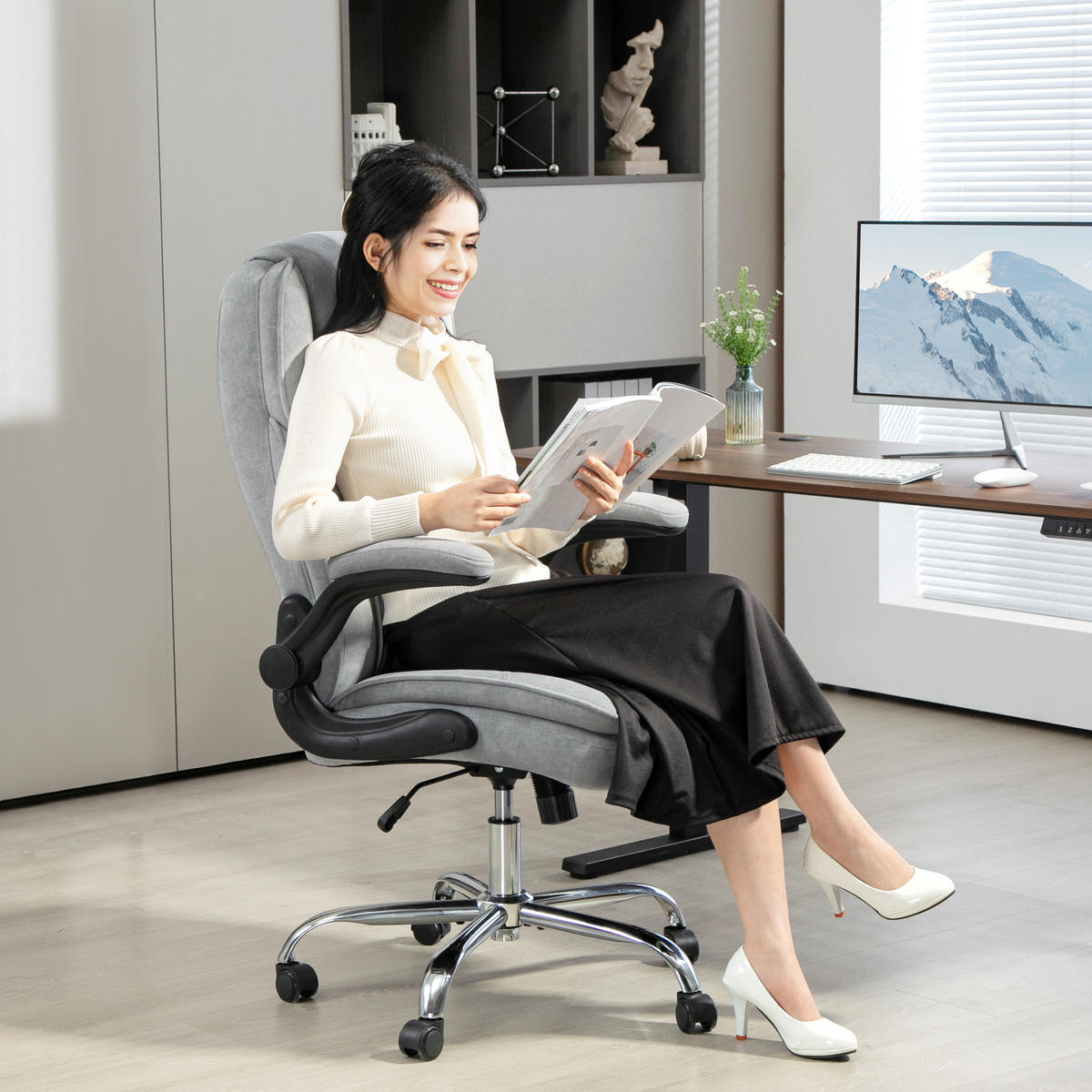 CHEFSESSEL DE-11780 70x70x114-122 cm Grau - Grau, Textil (70/122/70cm) - ComfortXL