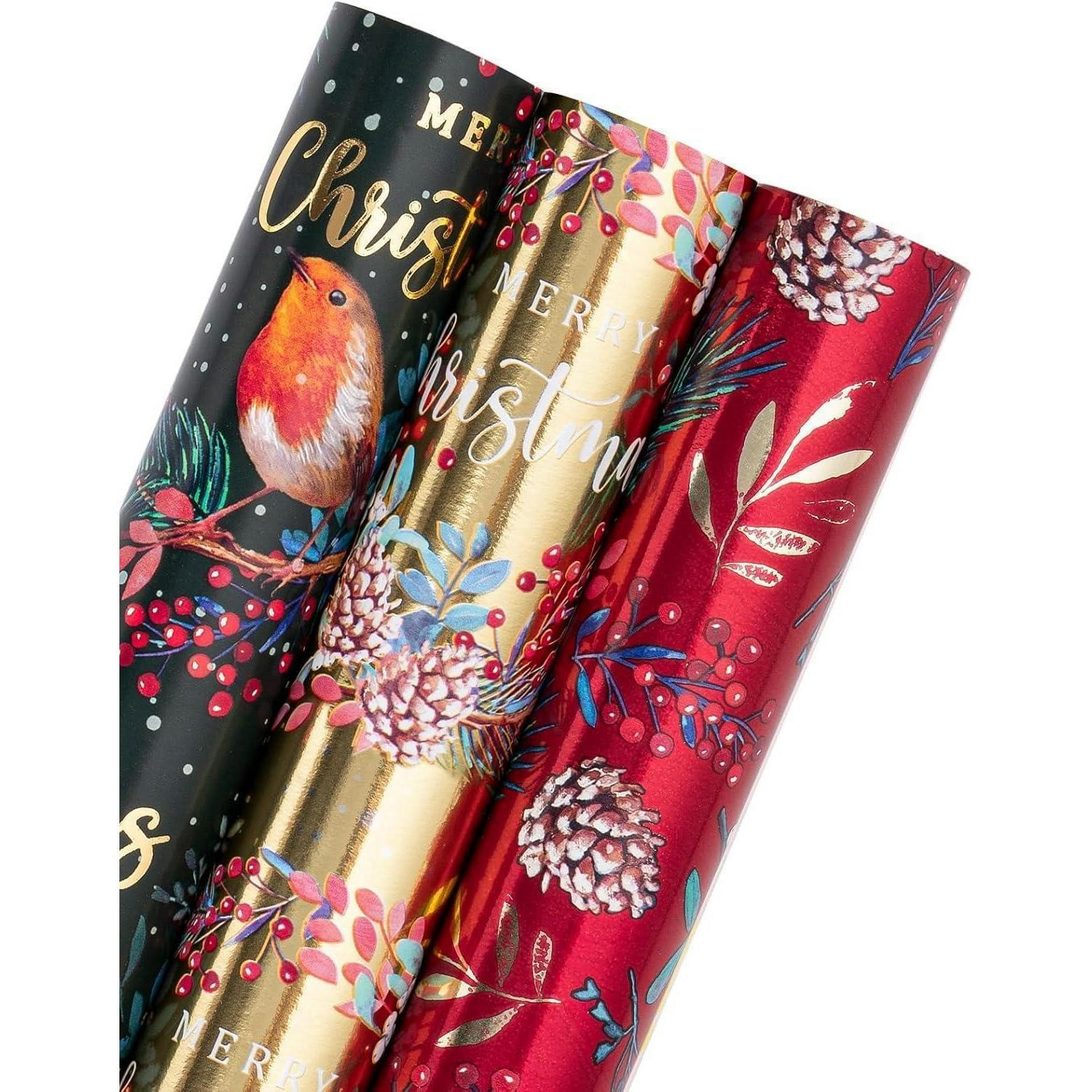 GESCHENKPAPIER 3er-Set 43,2 cm x 3 m mit Weihnachtsmotiv - Multicolor, Papier (4/44/10cm)