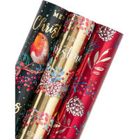 GESCHENKPAPIER 3er-Set 43,2 cm x 3 m mit Weihnachtsmotiv - Multicolor, Papier (4/44/10cm)