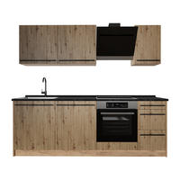 KÜCHENZEILE R-Line, Artisan-Eiche/Goldkraft Eiche, 220 cm ohne Arbeitsplatte - Honigeiche/Eiche Artisan, Holzwerkstoff (220/81.6/46cm) - Vicco