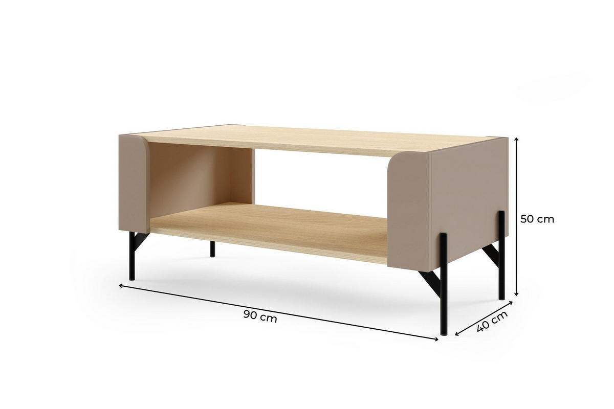 COUCHTISCH SOVI 13 90 / 50 / 40 cm in Porcini / Eiche Mavelie - Greige/Eichefarben, Holzwerkstoff (40/90/50cm) - Deine Möbel 24