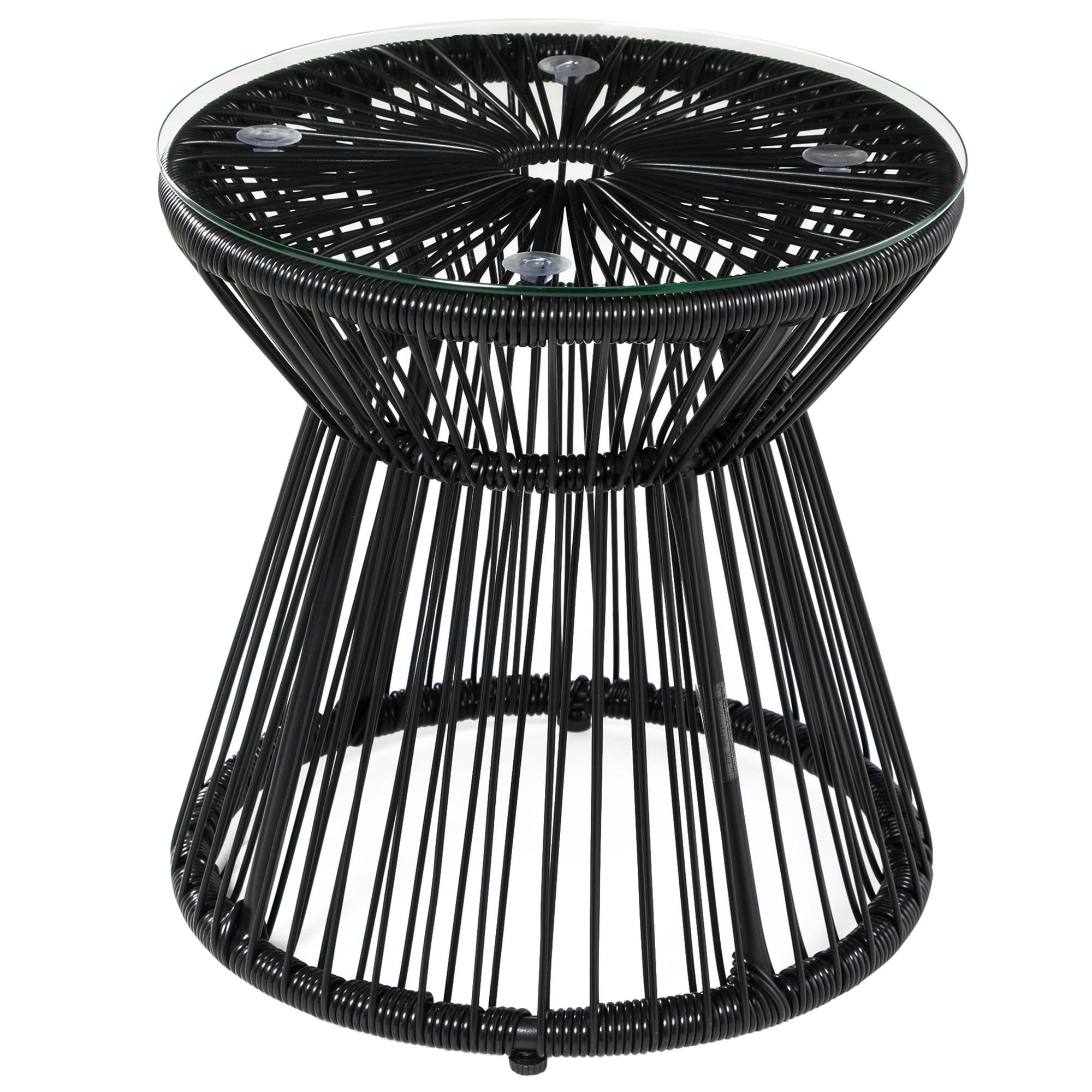 BALKONTISCH, Schwarz, Eisen, PE-Rattan, Glas - Schwarz, Kunststoff (40/40/42cm) - Outsunny