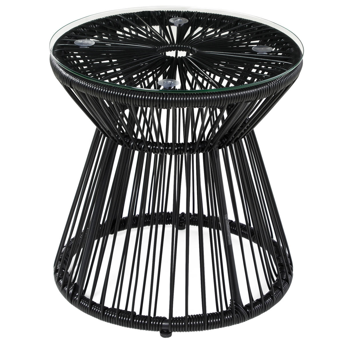 BALKONTISCH, Schwarz, Eisen, PE-Rattan, Glas - Schwarz, Kunststoff (40/40/42cm) - Outsunny