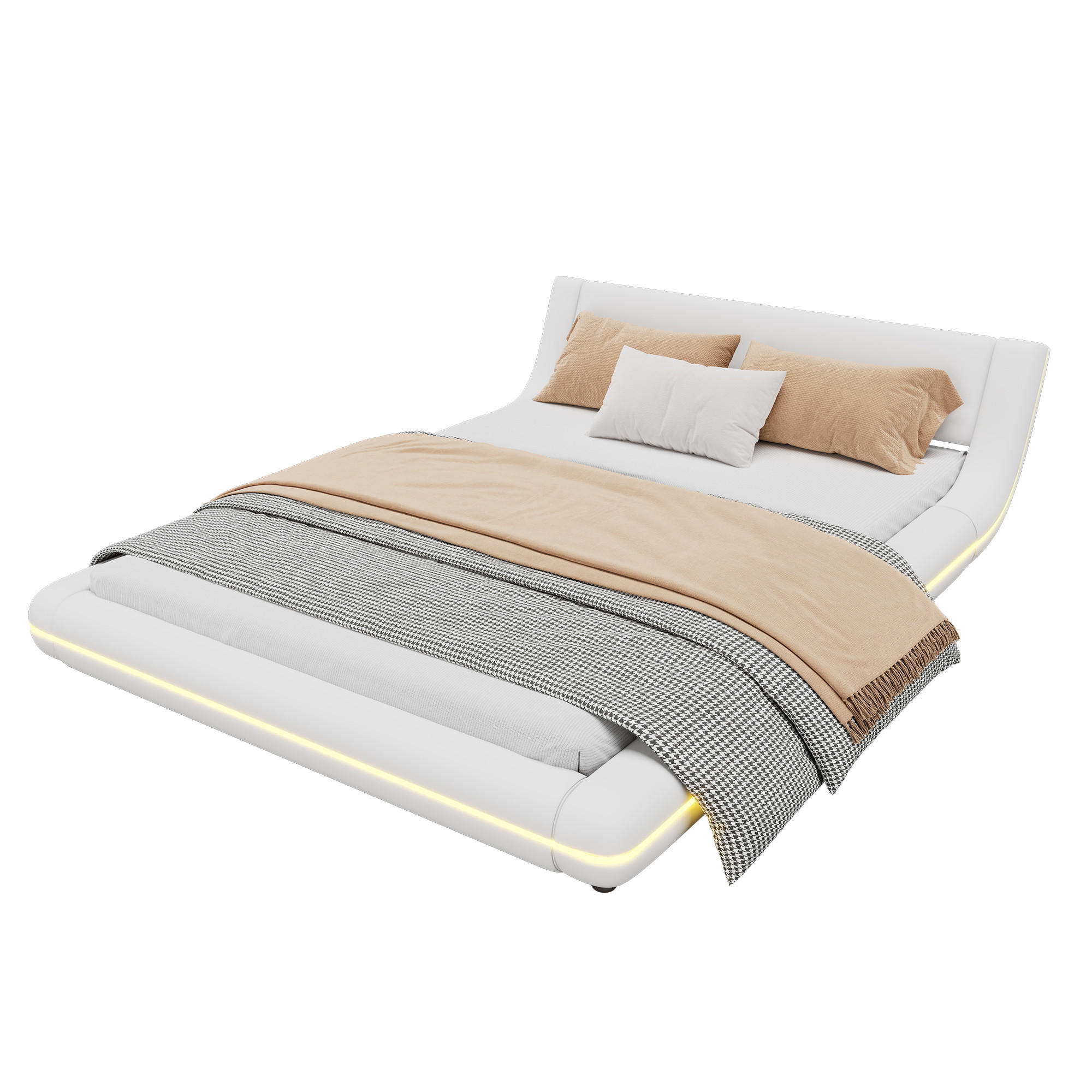 WISHDOR POSTEL 140/200 cm v bílé barvě s LED osvětlením