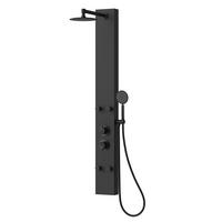 DUSCHPANEEL Caldera mit Mischbatterie Schwarz Aluminium - 140 x 20 cm - Schwarz, Metall (20/120/7cm) - Badplaats