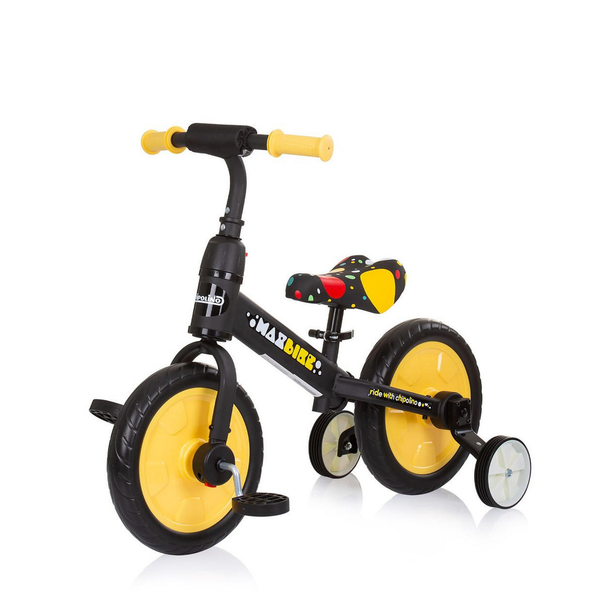 LAUFRAD Max Bike 2 in 1 gelb Monster 10 Zoll Räder, Pedale, Stützräder - Gelb, Metall (70/38/60cm) - Chipolino