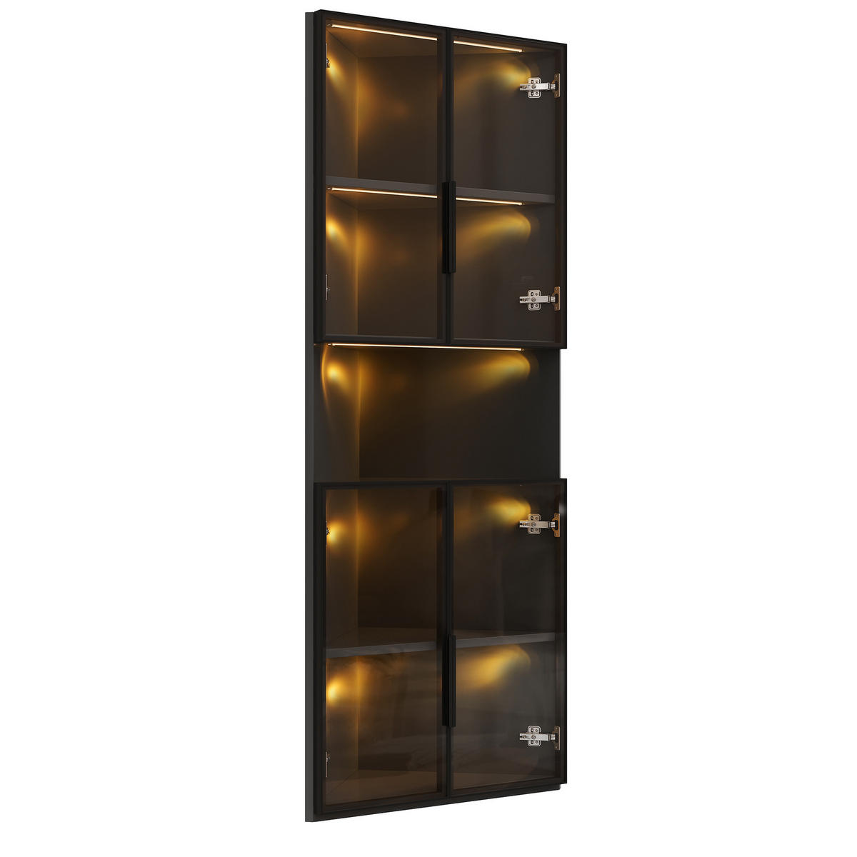 VITRINE Eckschrank LED Glasfront Schwarz 160cm Display Schrank - Schwarz, Holzwerkstoff (62/160/32cm) - FLIEKS