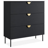 SCHUBKASTENKOMMODE VIDIS, Halbrundgriffe - Schwarz, Holzwerkstoff (100/107/40cm) - KONSIMO®