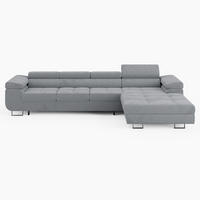 ECKSOFA VEMO CORE PLUS Rechts Hellgrau Velours-Stoff mit Schlaffunktion und Bettkasten - Hellgrau, Holz/Metall (350/205cm) - Barchello