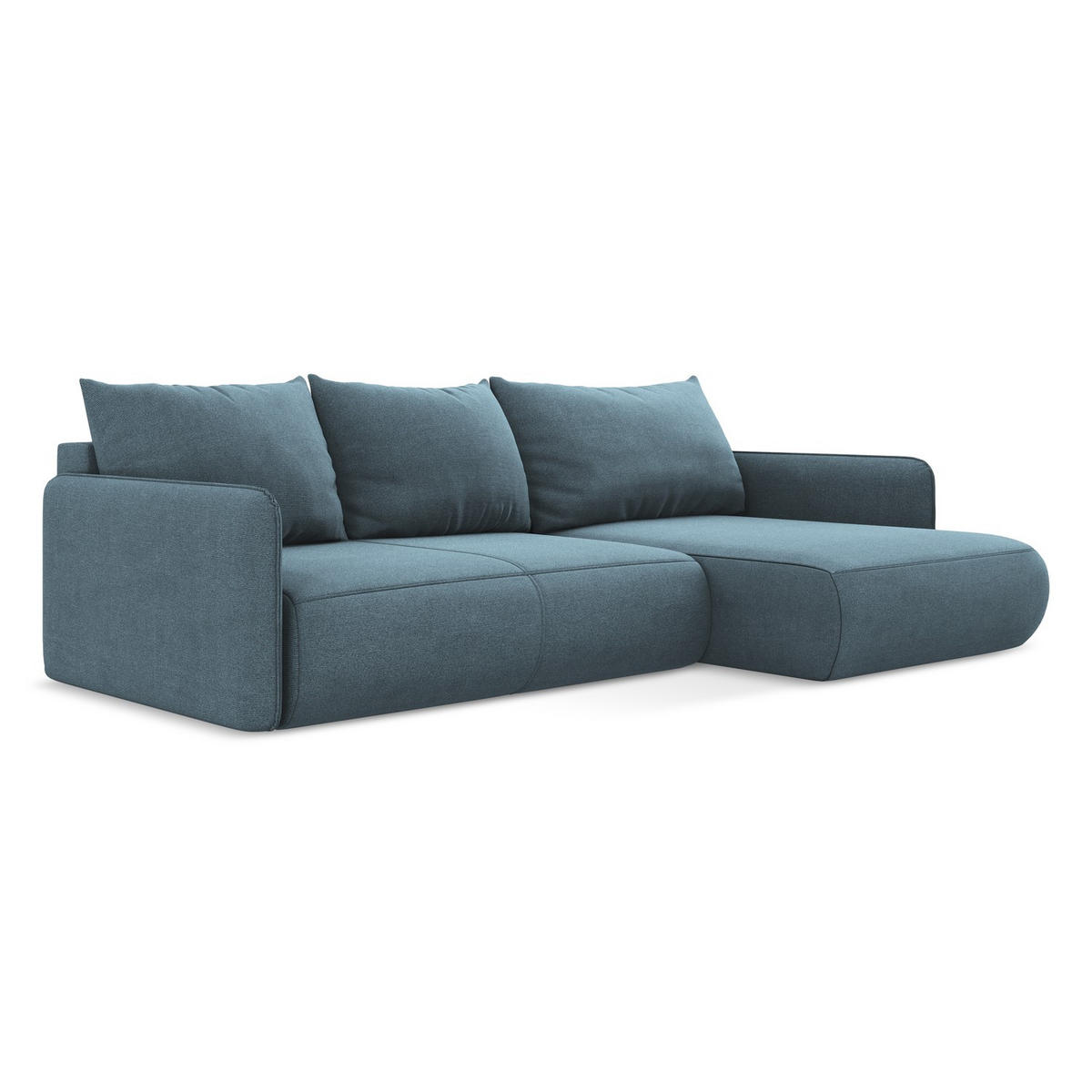 ECKSOFA mit Schlaffunktion Strukturstoff Stoff Blau - Blau/Schwarz, Kunststoff/Textil (240/148cm) - LaMiaSofa