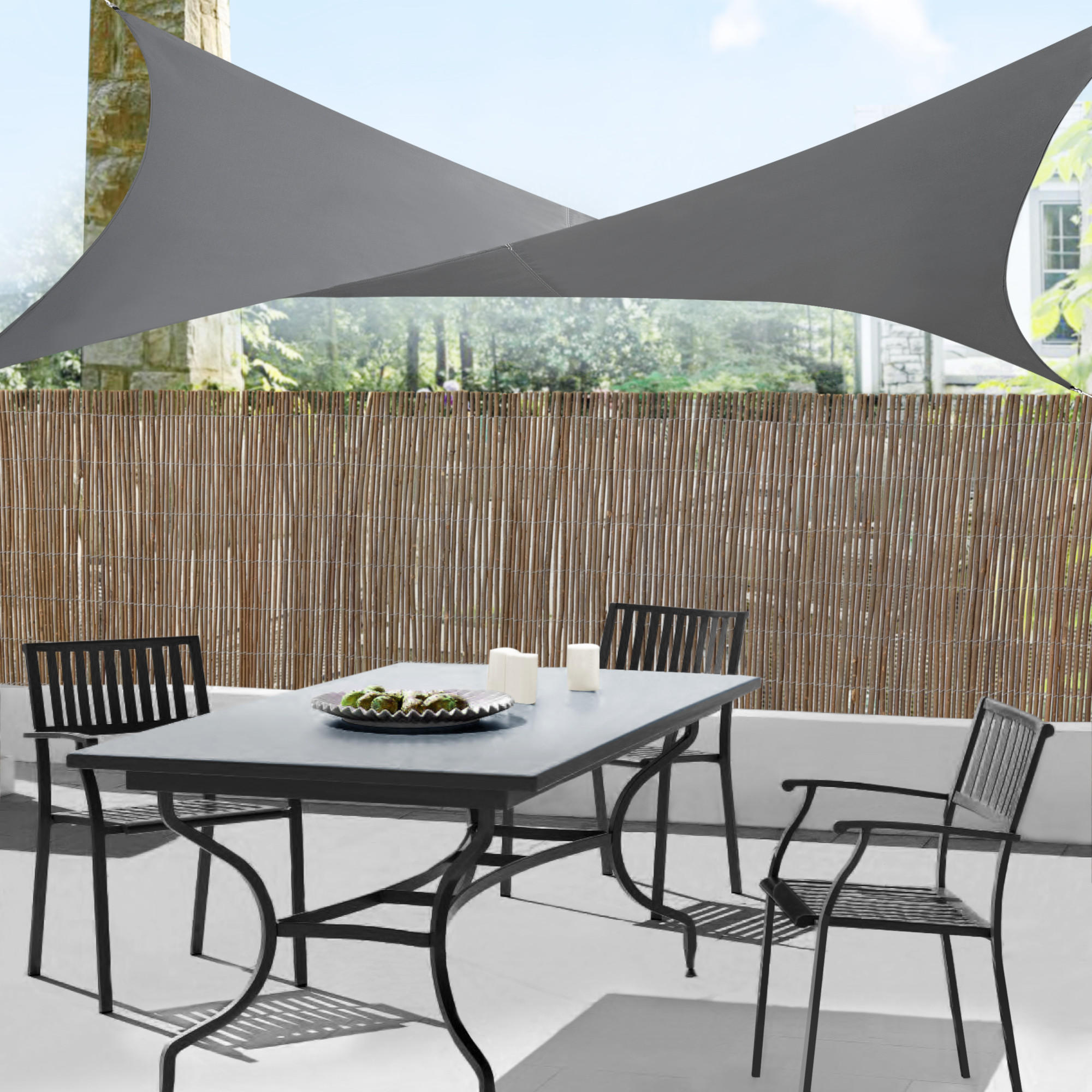 SONNENSEGEL Lerma quadratisch - Dunkelgrau, Textil (200/200cm) - [en.casa]