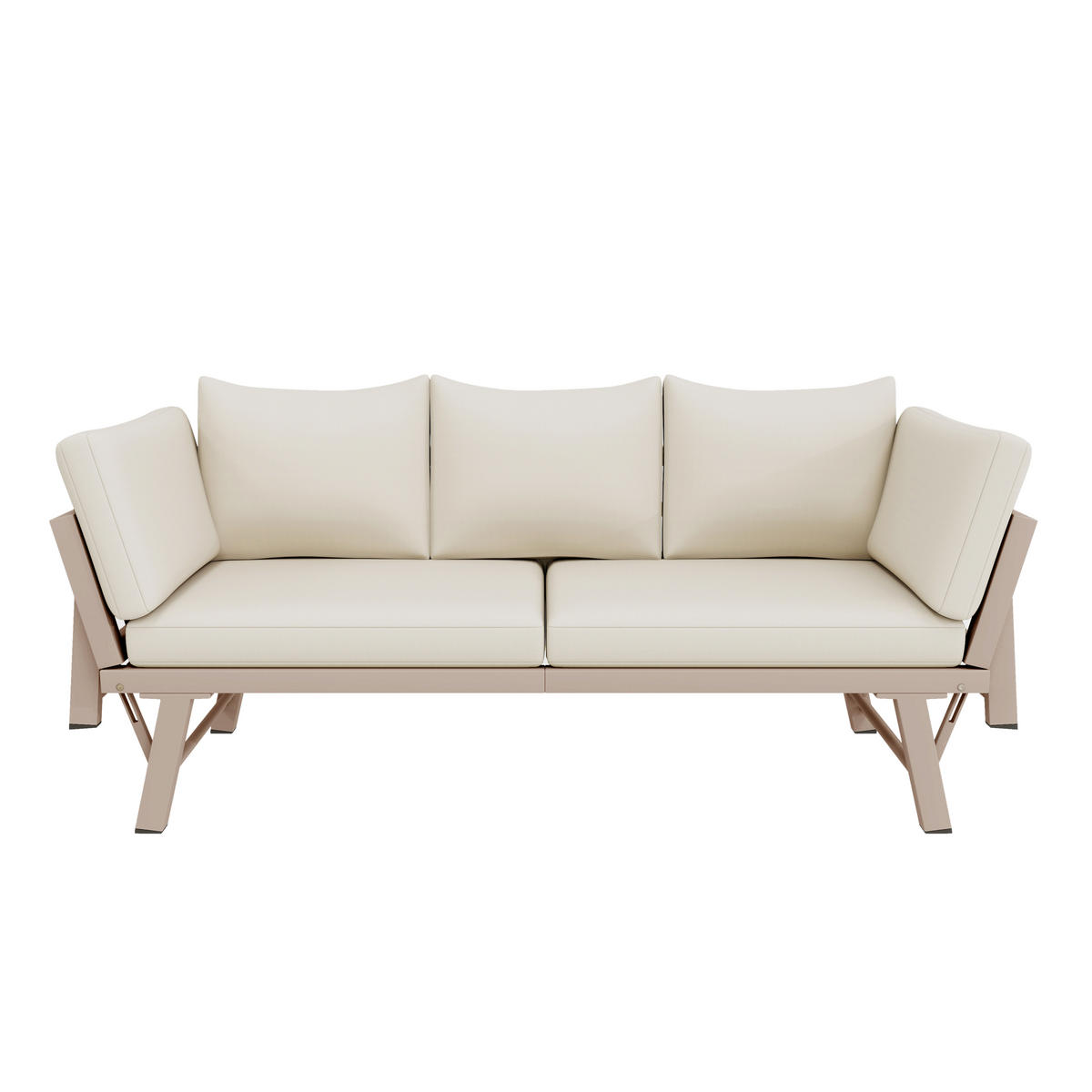 GARTENMÖBEL-SET, 3-Sitzer Outdoorsofa, Liegefunktion, Beige - Beige, Textil - FLIEKS
