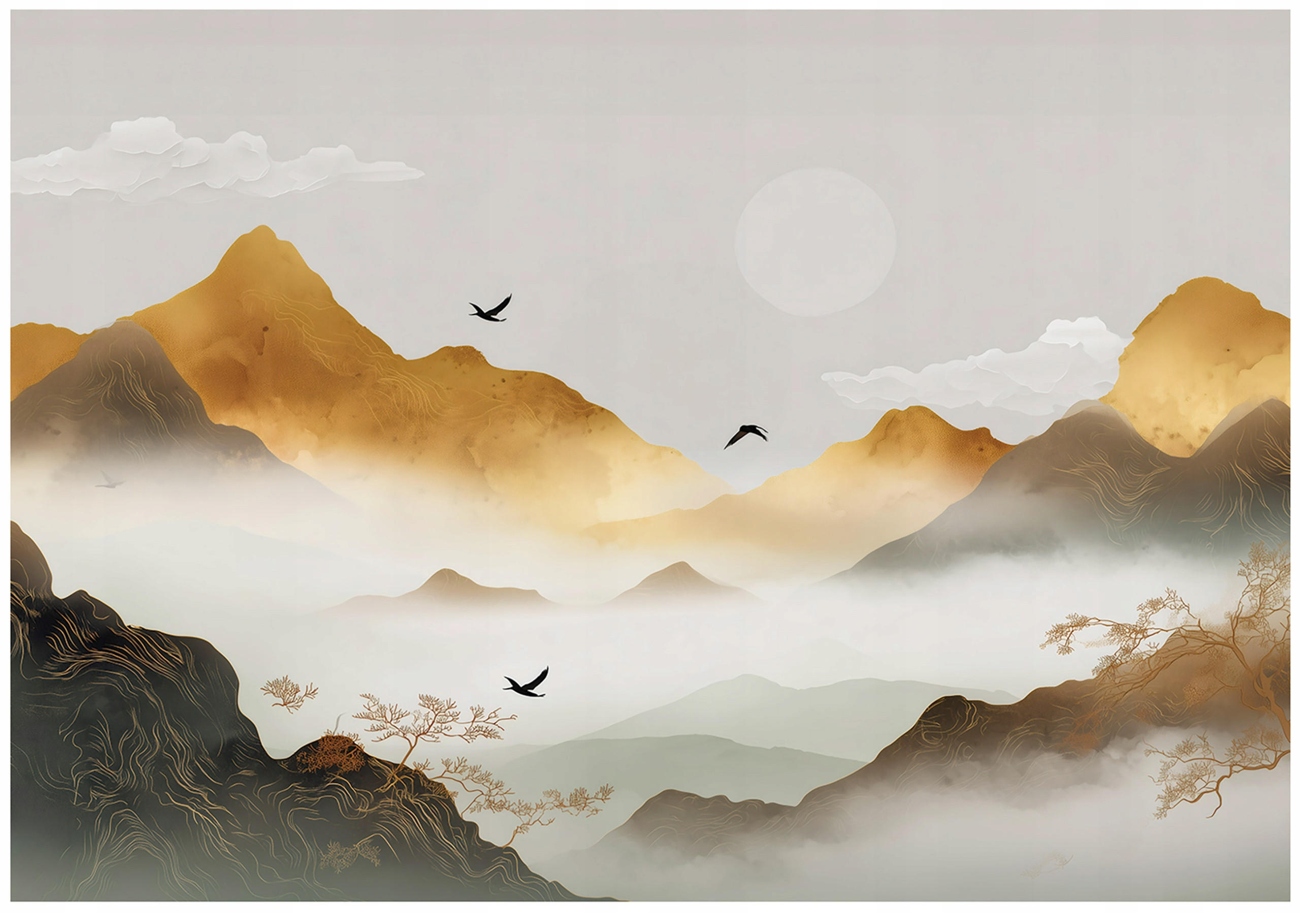 FOTOTAPETE Gebirge Natur Braun 300x210 cm - Multicolor, Papier (300/210cm) - Wallarena