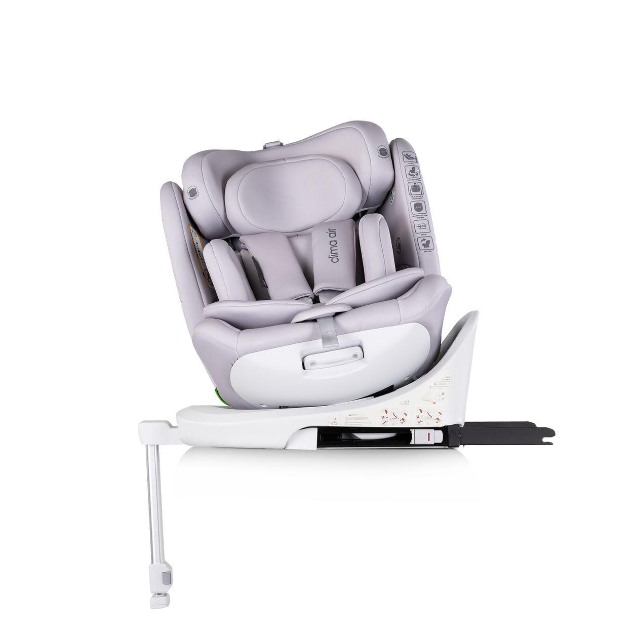 KINDERSITZ Clima Air i-Size hellgrau (40-150 cm) Isofix Lüftungs-Heizfunktion - Grau, Kunststoff (44/58/54cm) - Chipolino