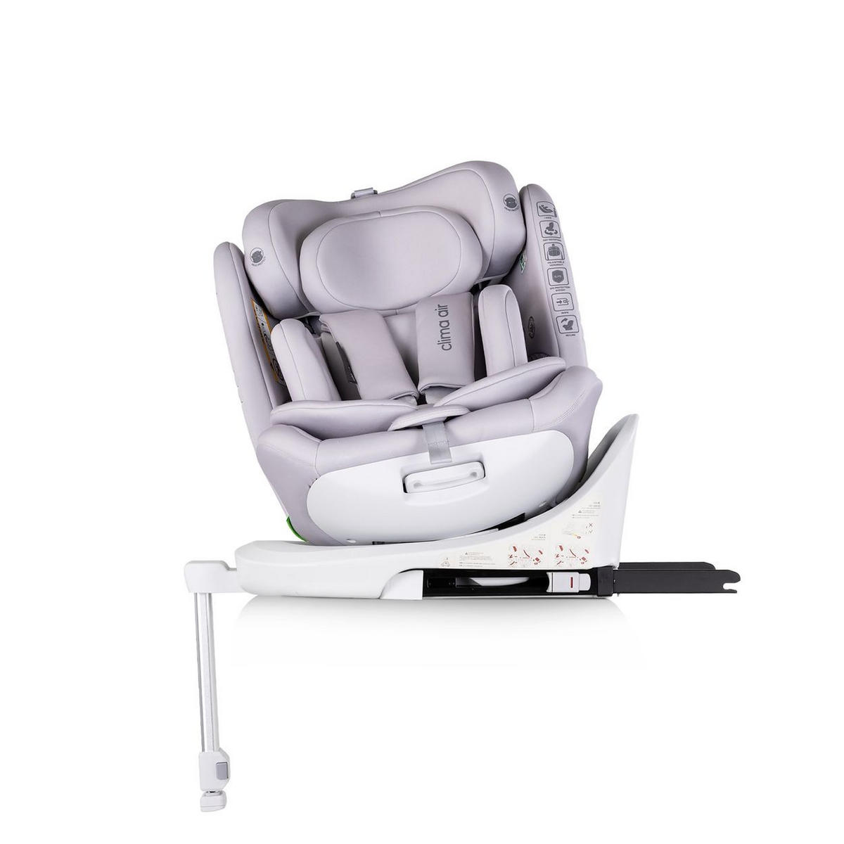 KINDERSITZ Clima Air i-Size hellgrau (40-150 cm) Isofix Lüftungs-Heizfunktion - Grau, Kunststoff (44/58/54cm) - Chipolino